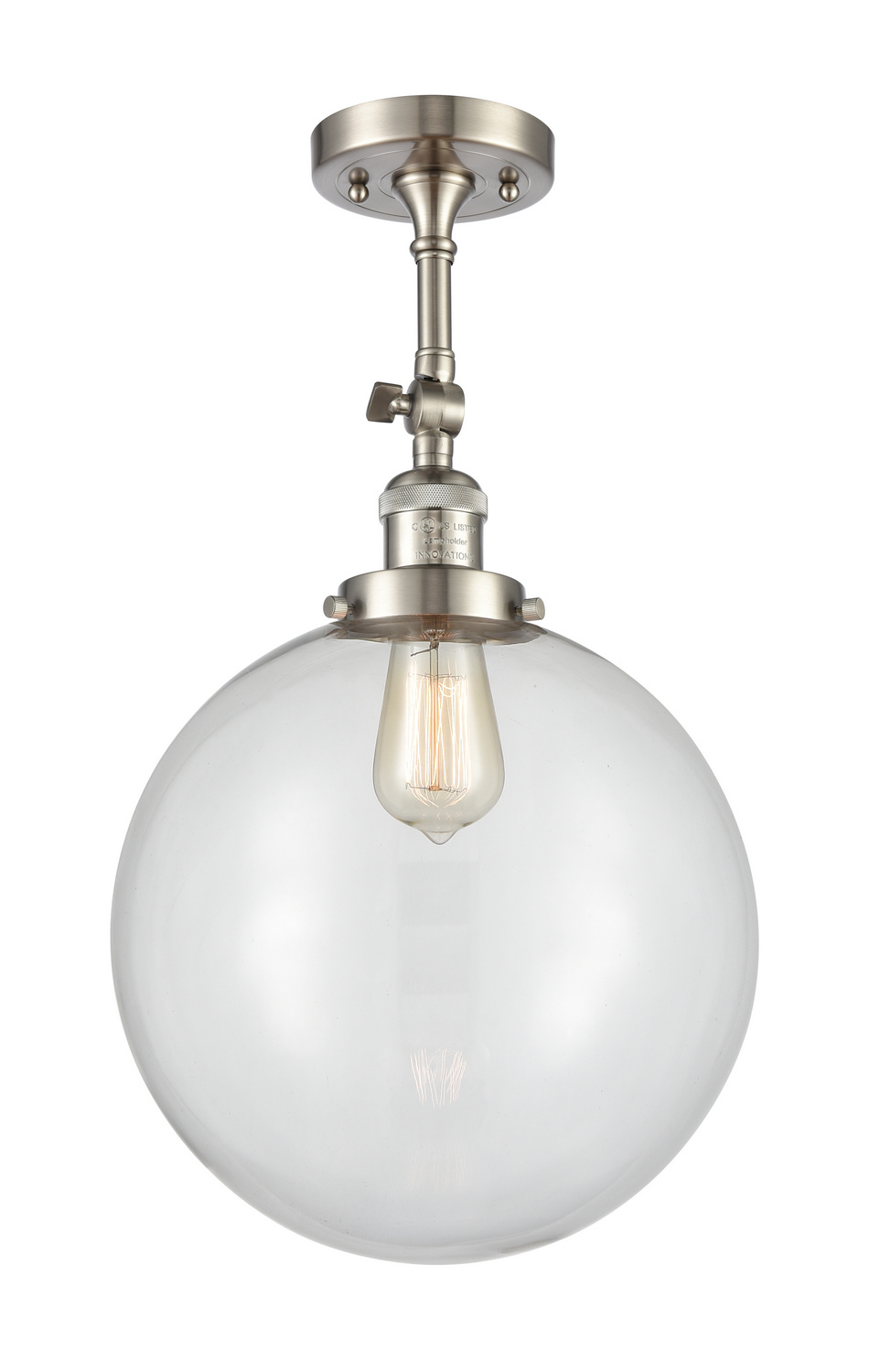One Light Semi-Flush Mount by Innovations - Franklin Restoration Collection, Brushed Satin Nickel Finish - 201F-SN-G202-12