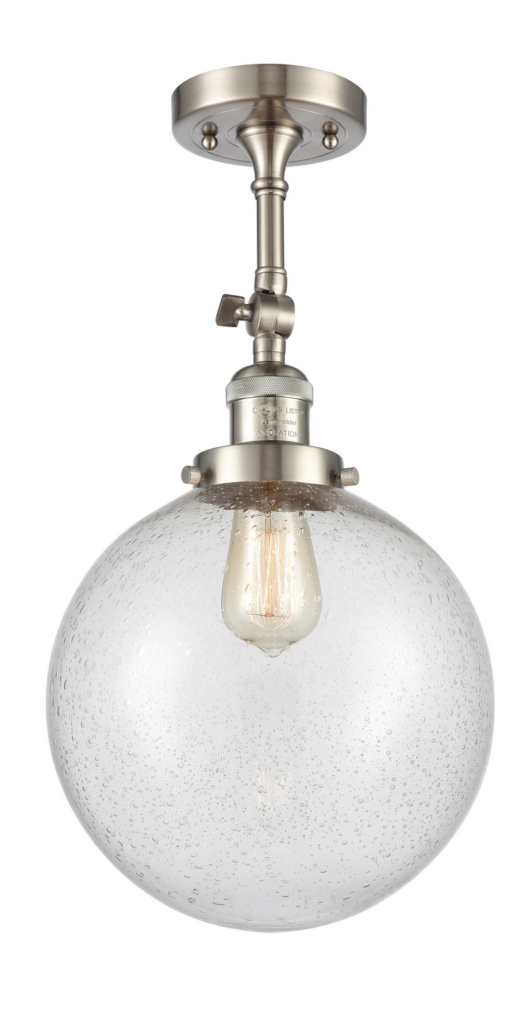 LED Semi-Flush Mount by Innovations - Franklin Restoration Collection, Brushed Satin Nickel Finish - 201F-SN-G204-10-LED