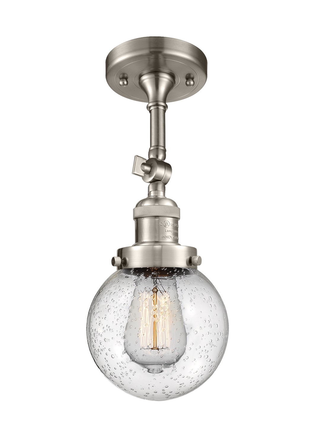 LED Semi-Flush Mount by Innovations - Franklin Restoration Collection, Brushed Satin Nickel Finish - 201F-SN-G204-6-LED