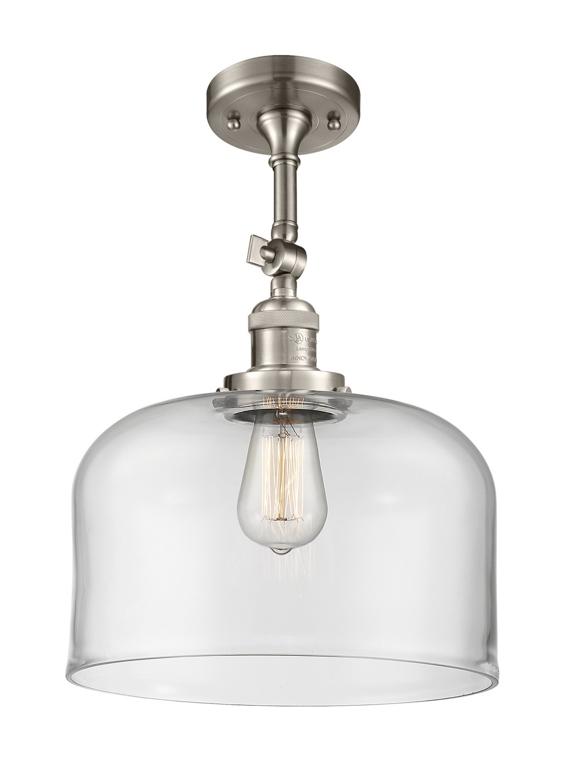 LED Semi-Flush Mount by Innovations - Franklin Restoration Collection, Brushed Satin Nickel Finish - 201F-SN-G72-L-LED
