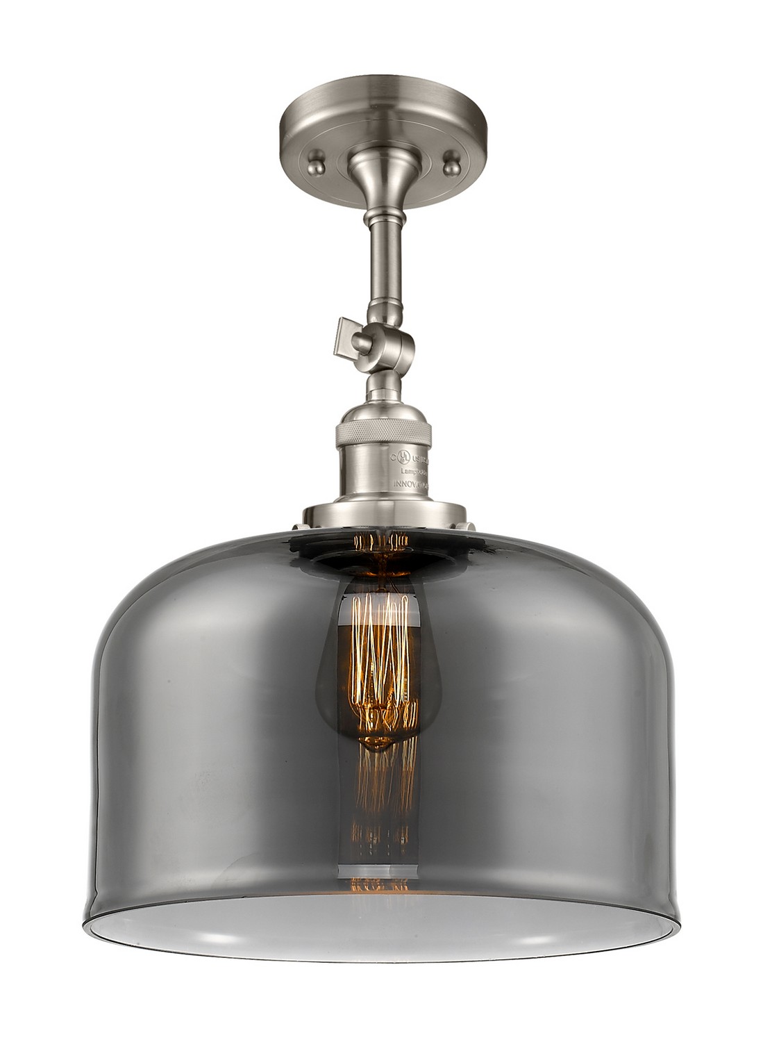 One Light Semi-Flush Mount by Innovations - Franklin Restoration Collection, Brushed Satin Nickel Finish - 201F-SN-G73-L