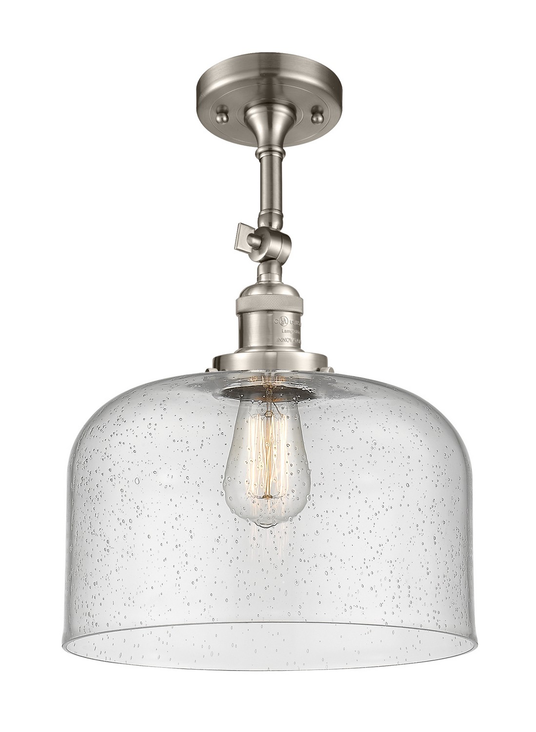 One Light Semi-Flush Mount by Innovations - Franklin Restoration Collection, Brushed Satin Nickel Finish - 201F-SN-G74-L