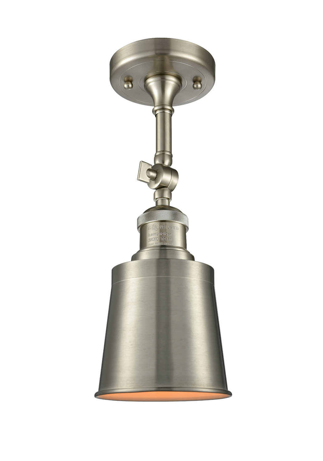One Light Semi-Flush Mount by Innovations - Franklin Restoration Collection, Brushed Satin Nickel Finish - 201F-SN-M9-SN