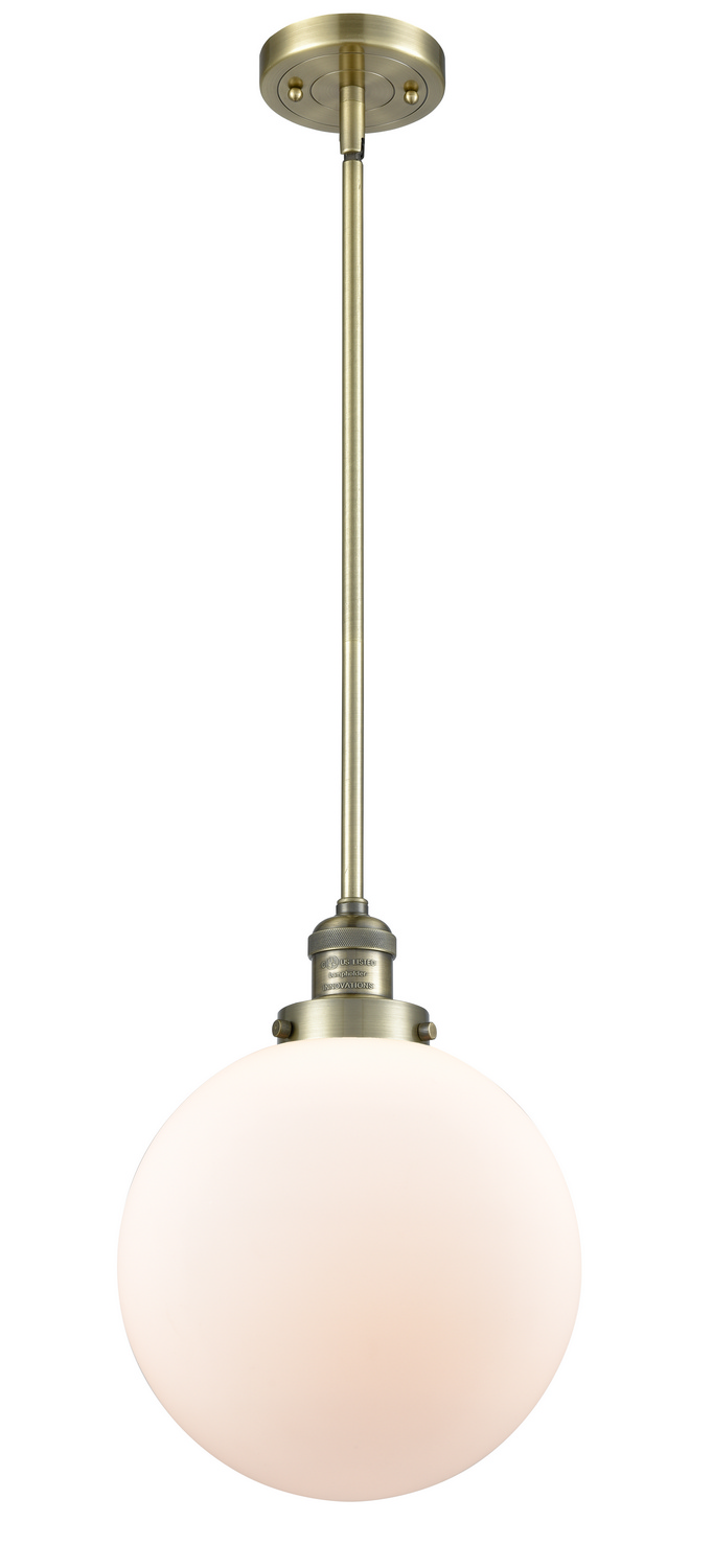 One Light Mini Pendant by Innovations - Franklin Restoration Collection, Antique Brass Finish - 201S-AB-G201-10