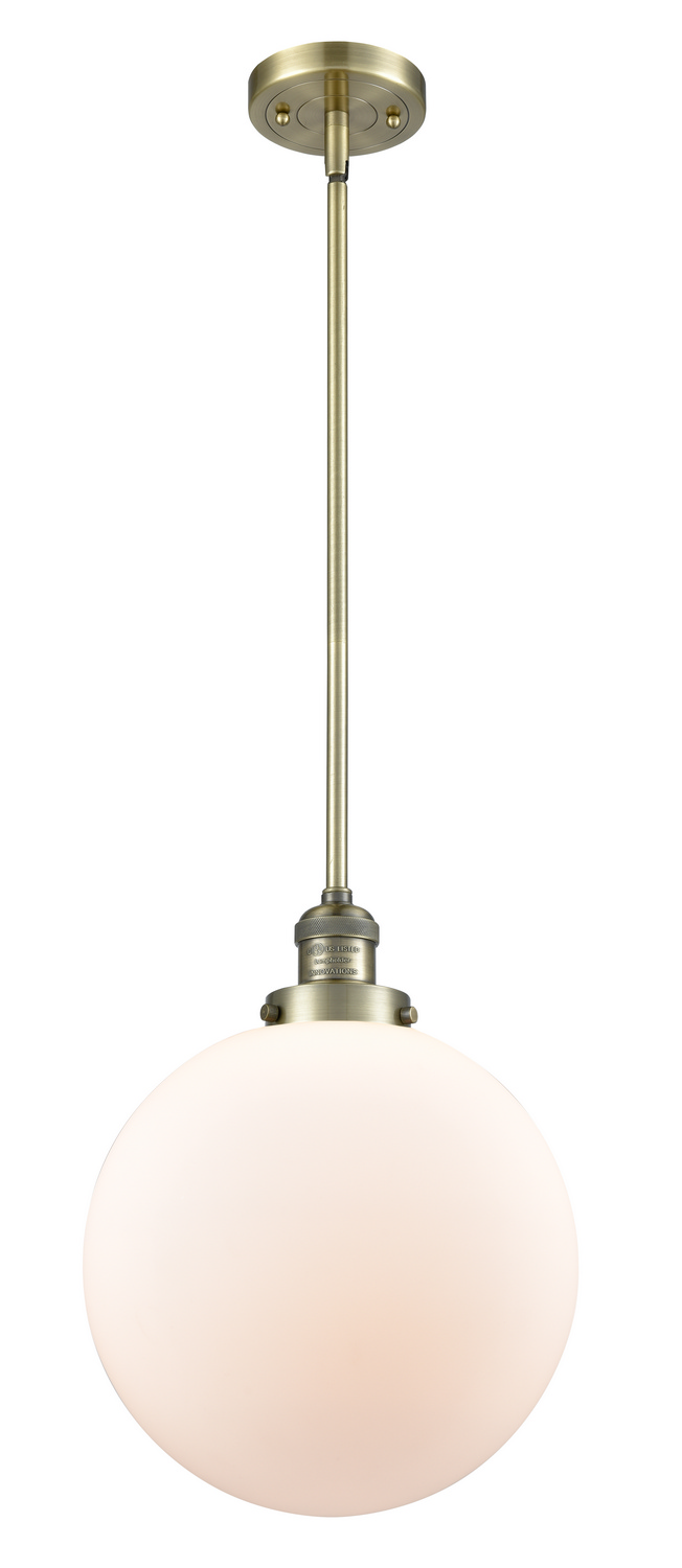 One Light Mini Pendant by Innovations - Franklin Restoration Collection, Antique Brass Finish - 201S-AB-G201-12