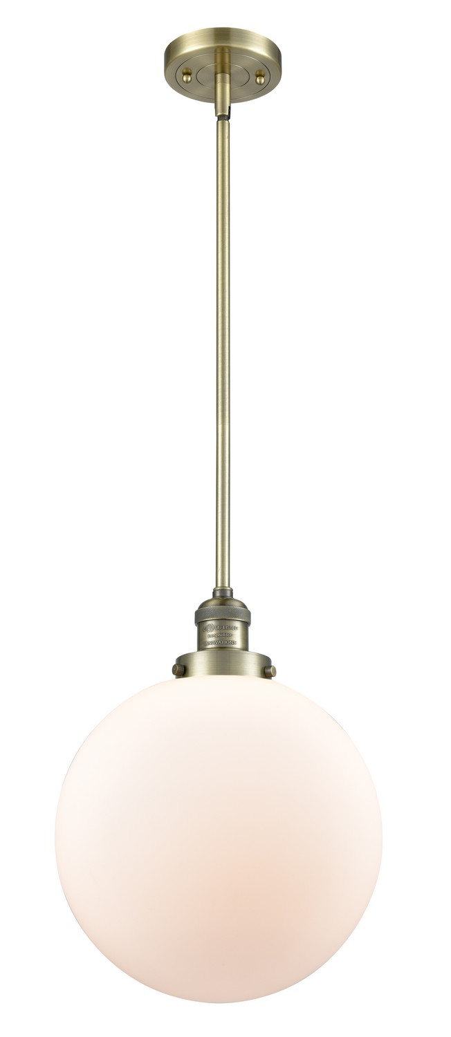 LED Mini Pendant by Innovations - Franklin Restoration Collection, Antique Brass Finish - 201S-AB-G201-12-LED