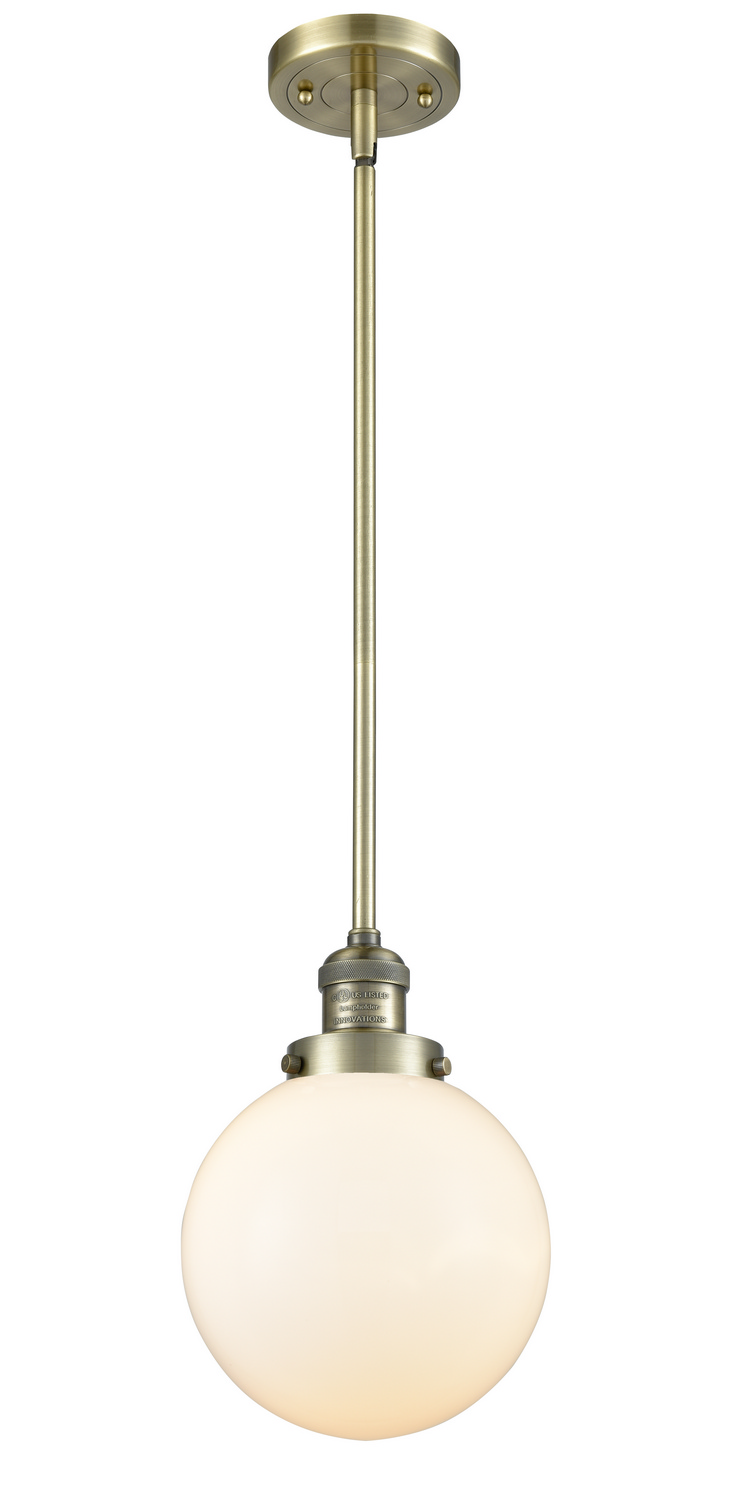 One Light Mini Pendant by Innovations - Franklin Restoration Collection, Antique Brass Finish - 201S-AB-G201-8