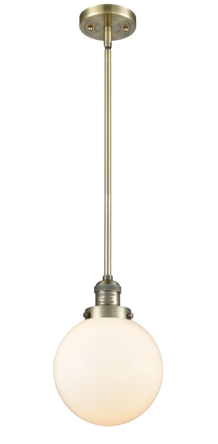 LED Mini Pendant by Innovations - Franklin Restoration Collection, Antique Brass Finish - 201S-AB-G201-8-LED