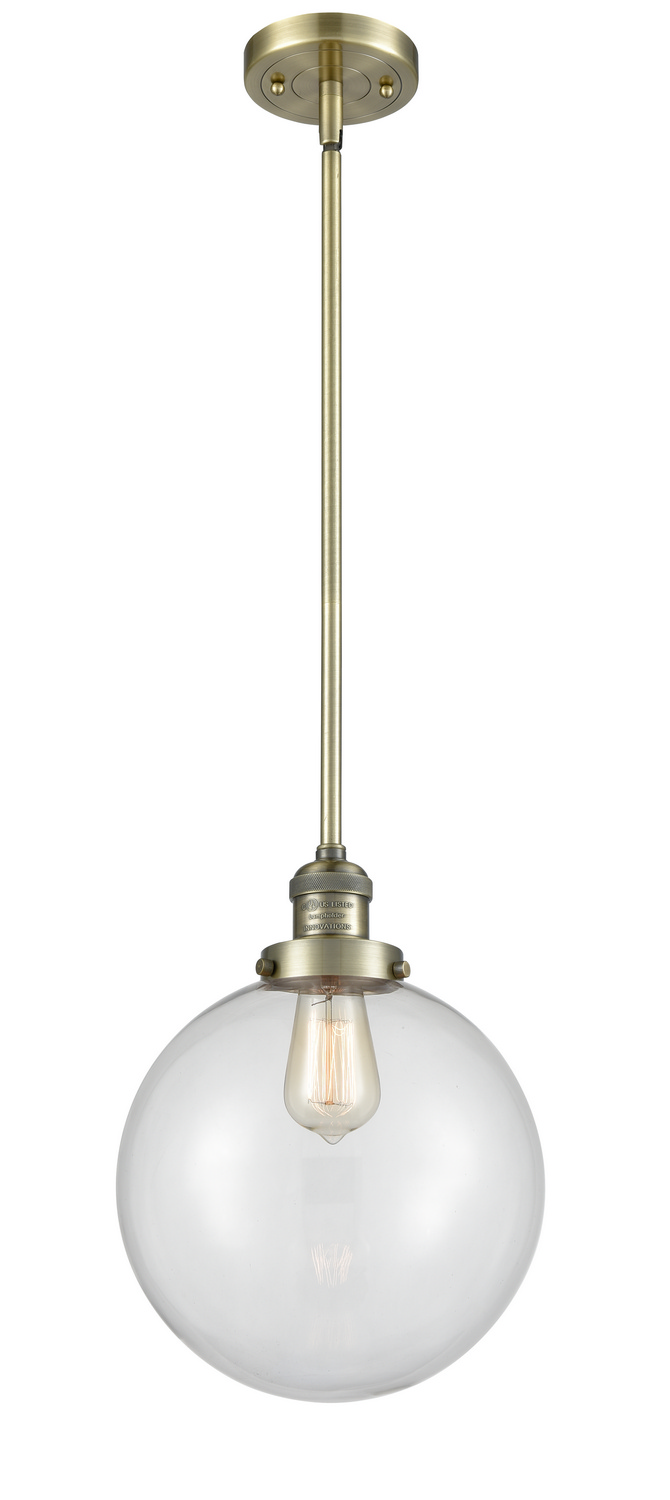 One Light Mini Pendant by Innovations - Franklin Restoration Collection, Antique Brass Finish - 201S-AB-G202-10