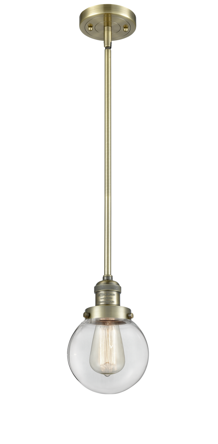 LED Mini Pendant by Innovations - Franklin Restoration Collection, Antique Brass Finish - 201S-AB-G202-6-LED
