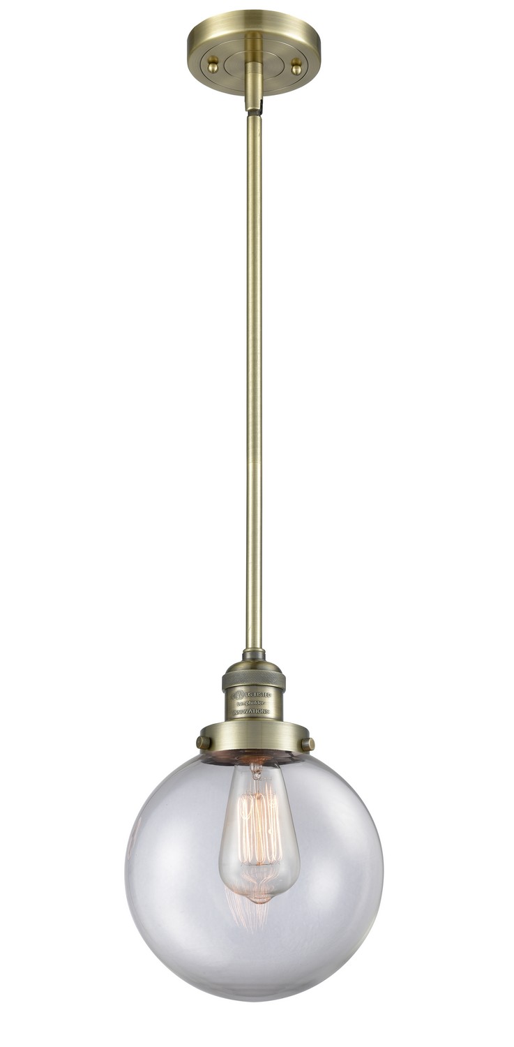 LED Mini Pendant by Innovations - Franklin Restoration Collection, Antique Brass Finish - 201S-AB-G202-8-LED