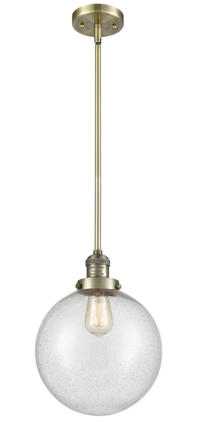 One Light Mini Pendant by Innovations - Franklin Restoration Collection, Antique Brass Finish - 201S-AB-G204-10