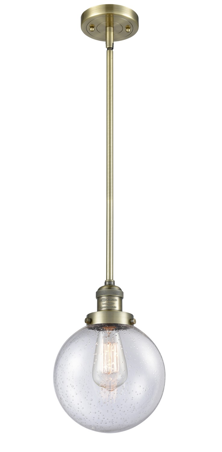 LED Mini Pendant by Innovations - Franklin Restoration Collection, Antique Brass Finish - 201S-AB-G204-8-LED