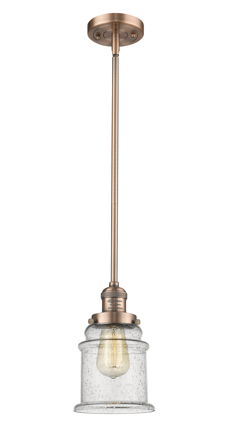 LED Mini Pendant by Innovations - Franklin Restoration Collection, Antique Copper Finish - 201S-AC-G184-LED