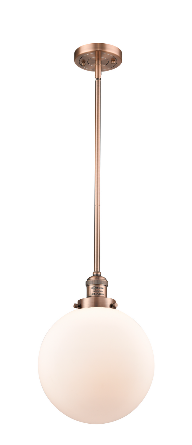 One Light Mini Pendant by Innovations - Franklin Restoration Collection, Antique Copper Finish - 201S-AC-G201-10