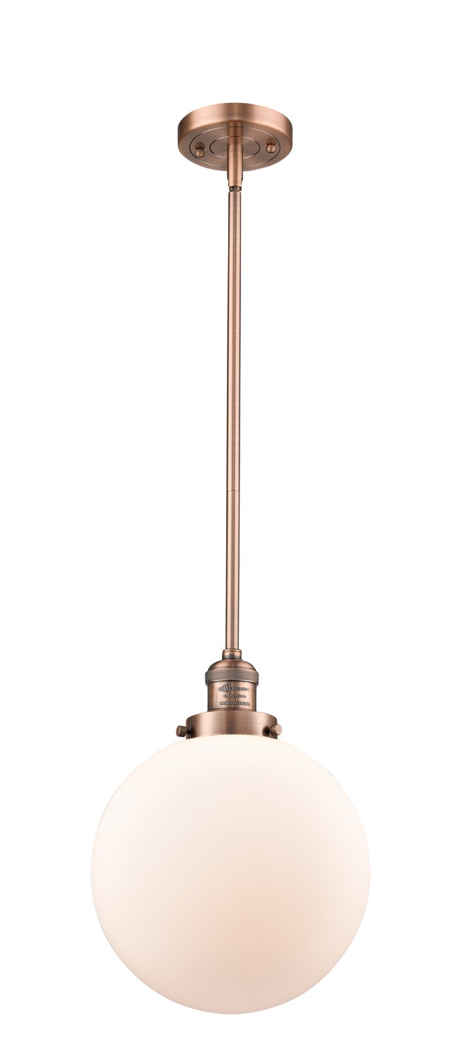 LED Mini Pendant by Innovations - Franklin Restoration Collection, Antique Copper Finish - 201S-AC-G201-10-LED