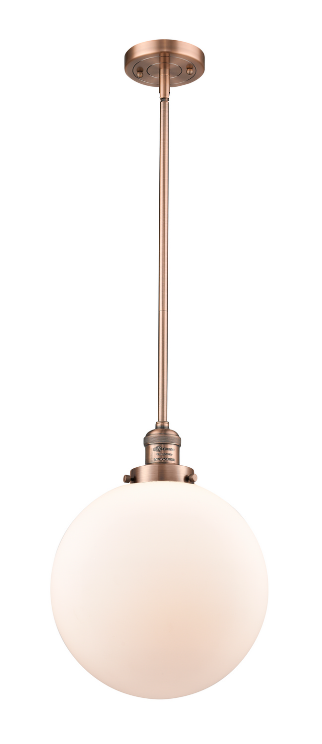 One Light Mini Pendant by Innovations - Franklin Restoration Collection, Antique Copper Finish - 201S-AC-G201-12