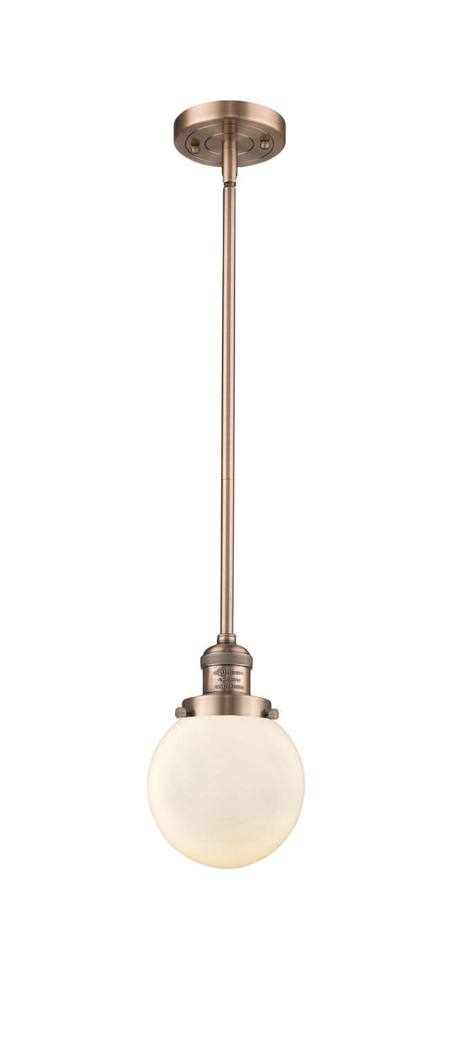 LED Mini Pendant by Innovations - Franklin Restoration Collection, Antique Copper Finish - 201S-AC-G201-6-LED