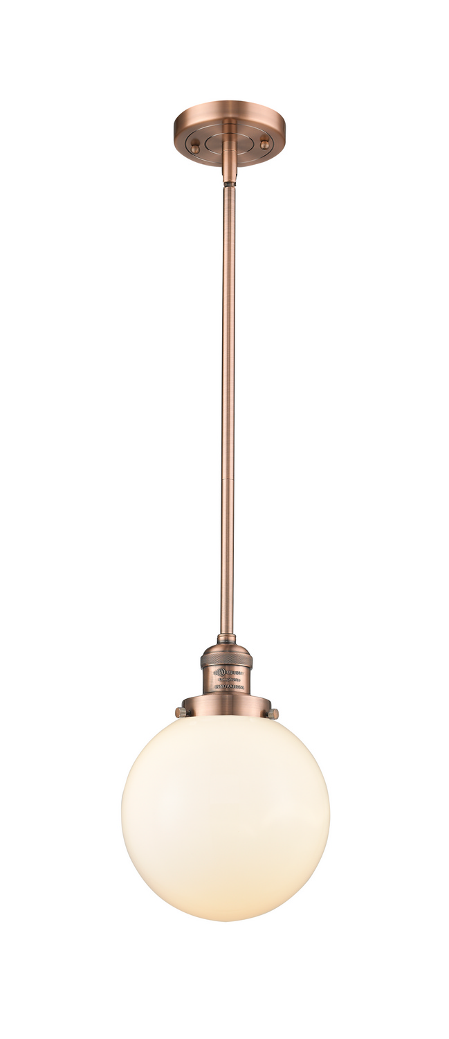 One Light Mini Pendant by Innovations - Franklin Restoration Collection, Antique Copper Finish - 201S-AC-G201-8