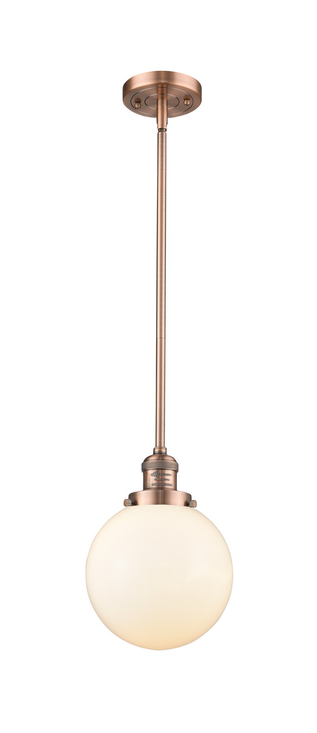 LED Mini Pendant by Innovations - Franklin Restoration Collection, Antique Copper Finish - 201S-AC-G201-8-LED