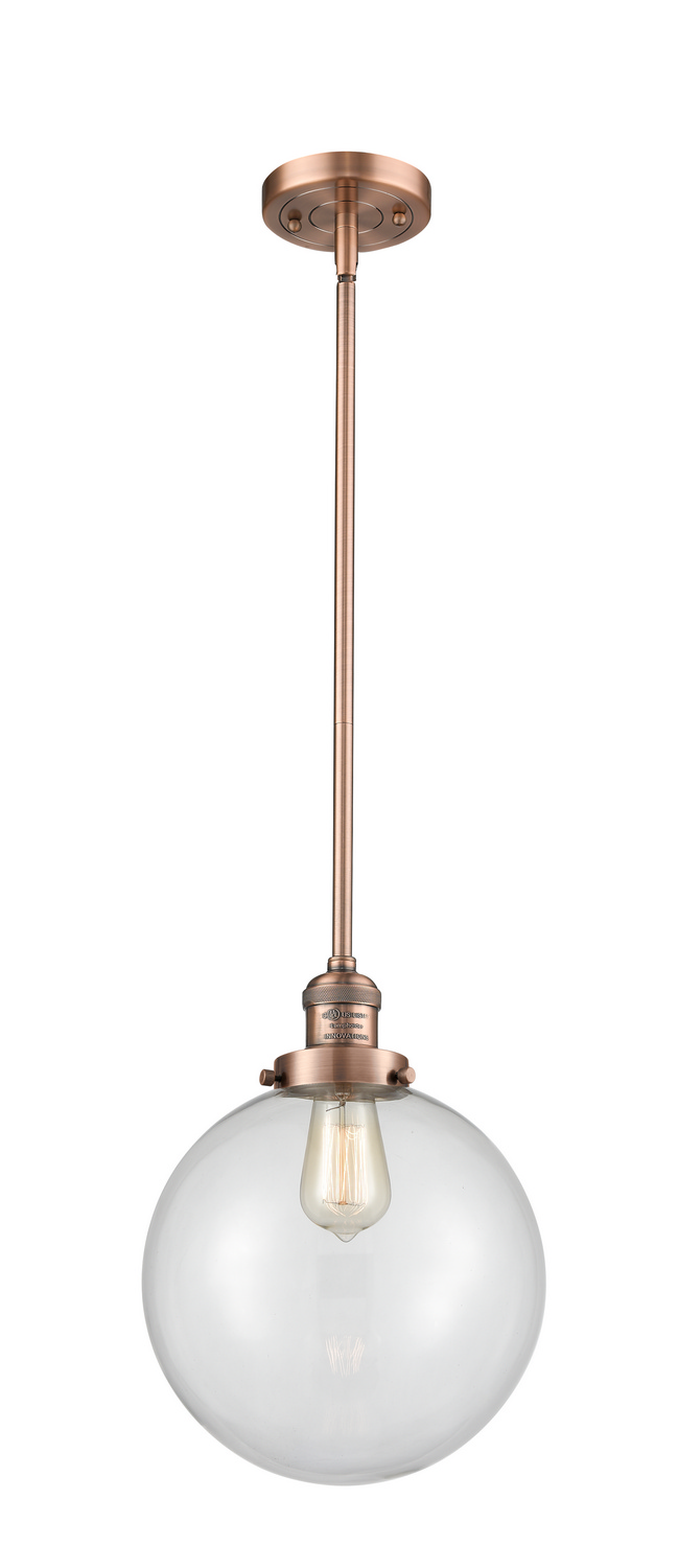 One Light Mini Pendant by Innovations - Franklin Restoration Collection, Antique Copper Finish - 201S-AC-G202-10