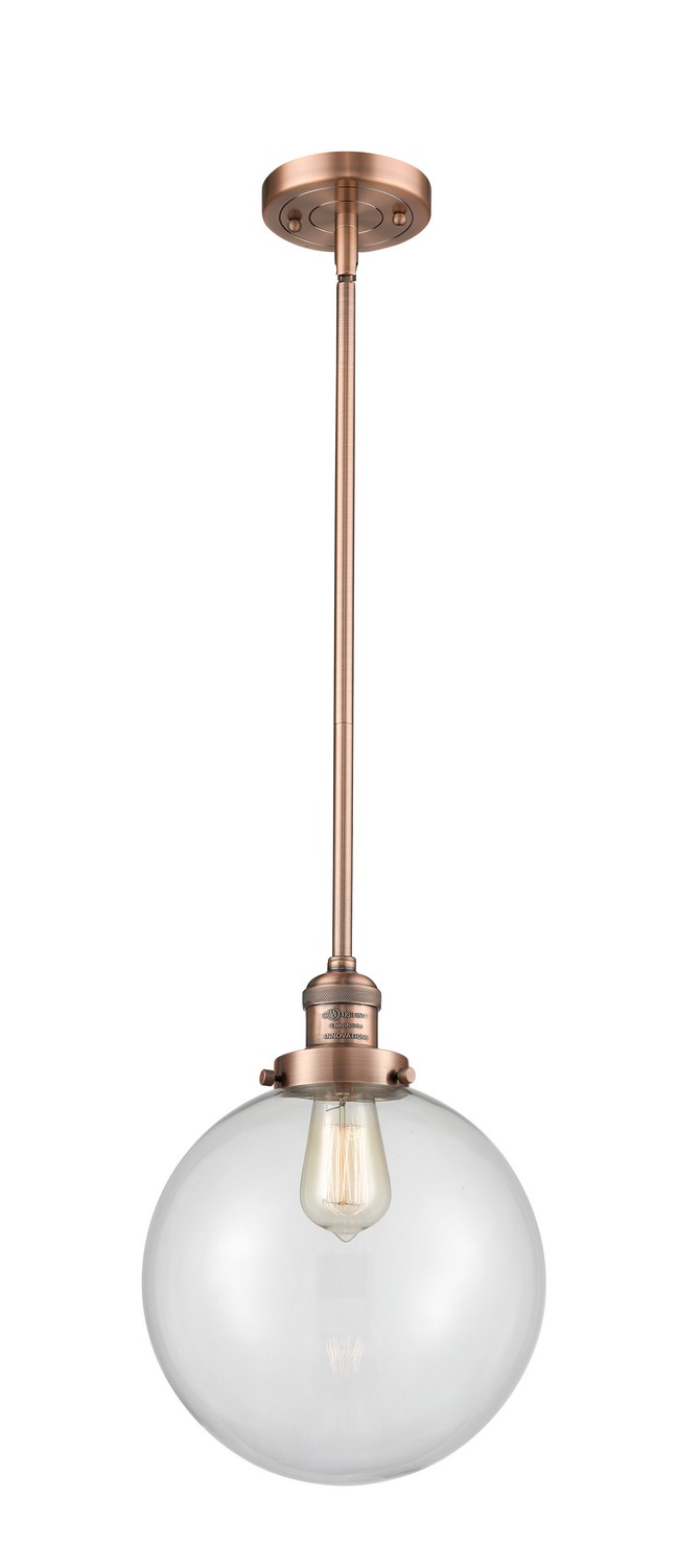 LED Mini Pendant by Innovations - Franklin Restoration Collection, Antique Copper Finish - 201S-AC-G202-10-LED