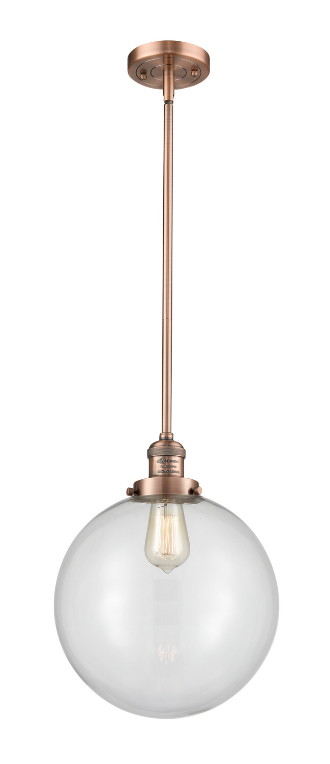 One Light Mini Pendant by Innovations - Franklin Restoration Collection, Antique Copper Finish - 201S-AC-G202-12