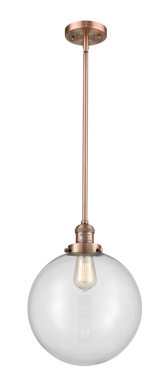 LED Mini Pendant by Innovations - Franklin Restoration Collection, Antique Copper Finish - 201S-AC-G202-12-LED