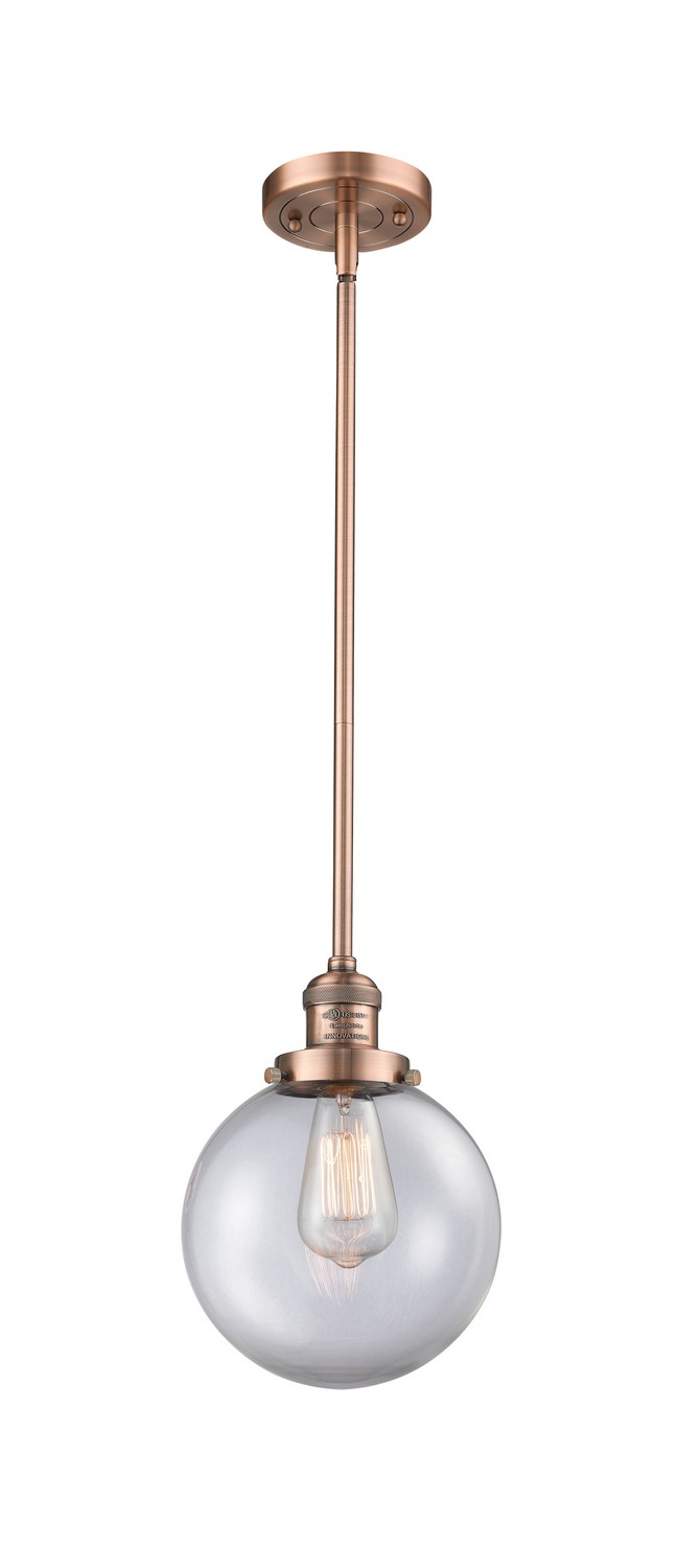 LED Mini Pendant by Innovations - Franklin Restoration Collection, Antique Copper Finish - 201S-AC-G202-8-LED