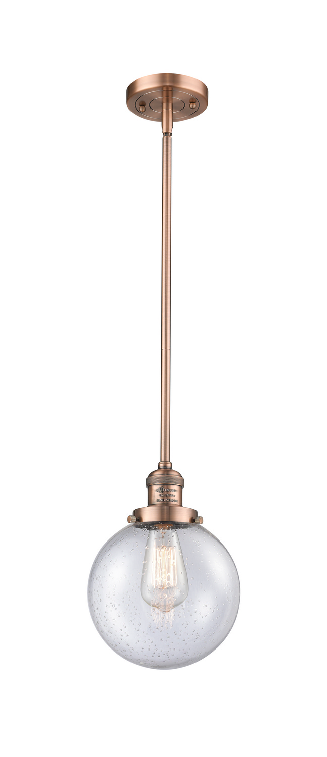 One Light Mini Pendant by Innovations - Franklin Restoration Collection, Antique Copper Finish - 201S-AC-G204-8
