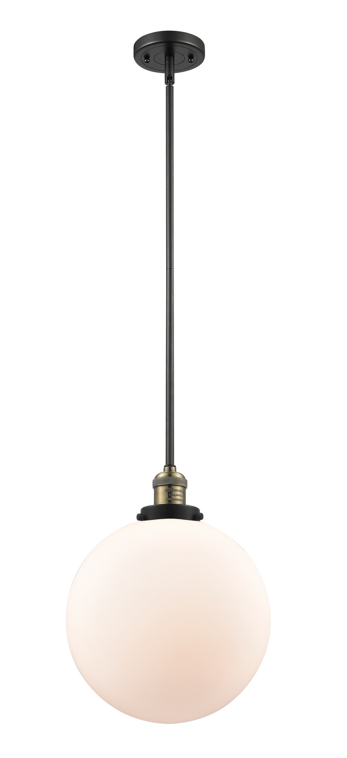 One Light Mini Pendant by Innovations - Franklin Restoration Collection, Black Antique Brass Finish - 201S-BAB-G201-12
