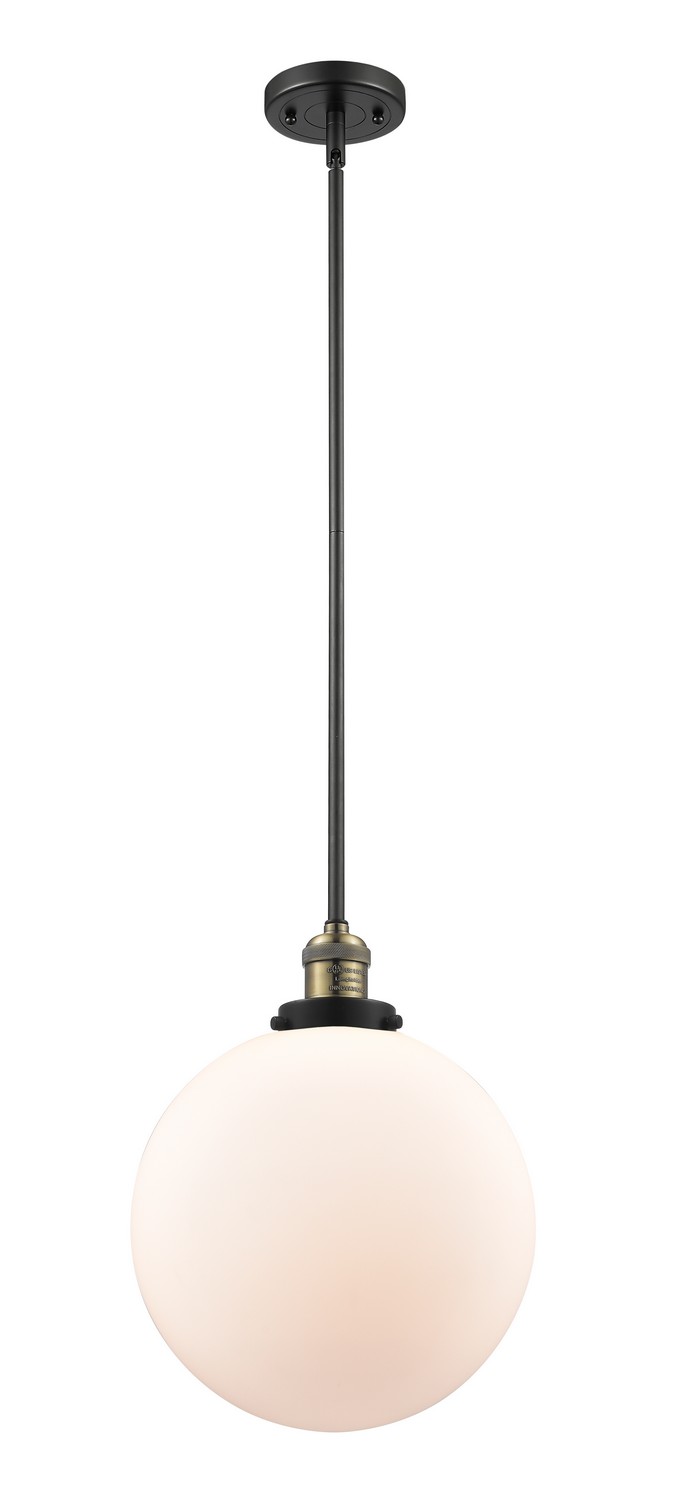LED Mini Pendant by Innovations - Franklin Restoration Collection, Black Antique Brass Finish - 201S-BAB-G201-12-LED
