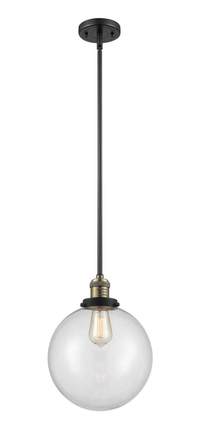 One Light Mini Pendant by Innovations - Franklin Restoration Collection, Black Antique Brass Finish - 201S-BAB-G202-10