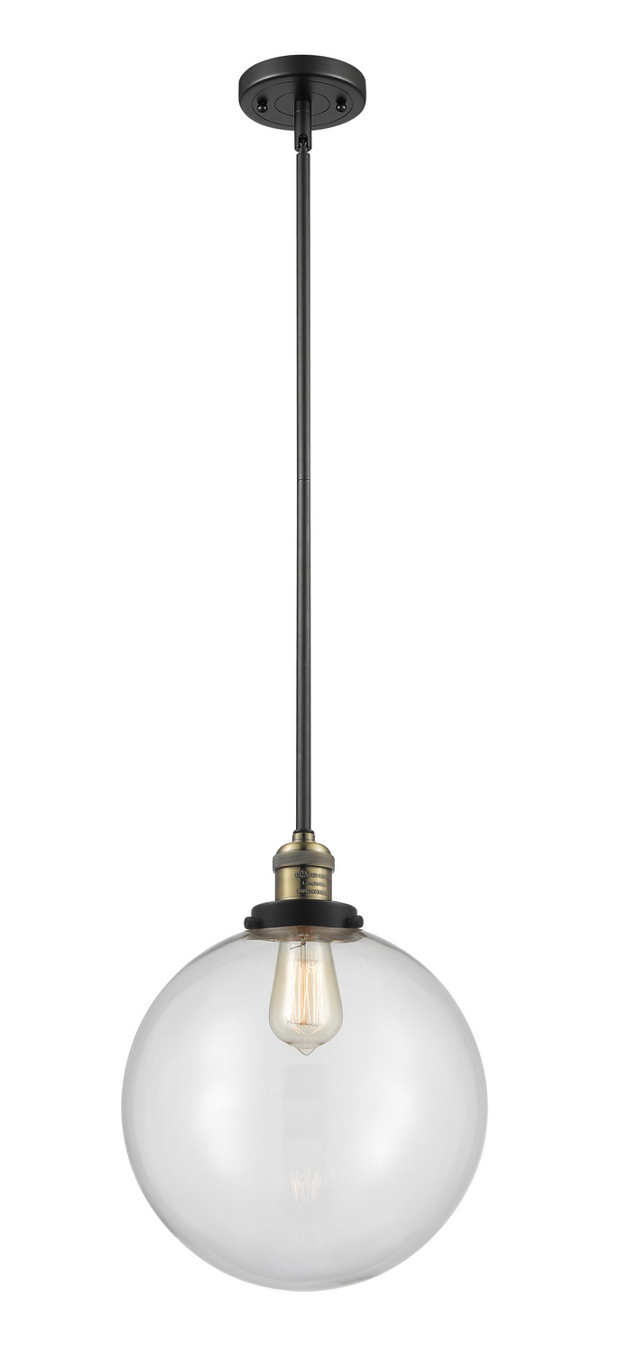 One Light Mini Pendant by Innovations - Franklin Restoration Collection, Black Antique Brass Finish - 201S-BAB-G202-12