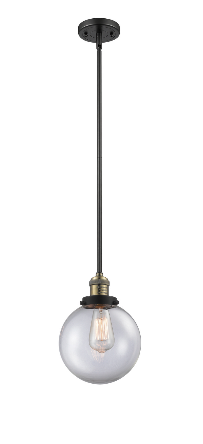 One Light Mini Pendant by Innovations - Franklin Restoration Collection, Black Antique Brass Finish - 201S-BAB-G202-8