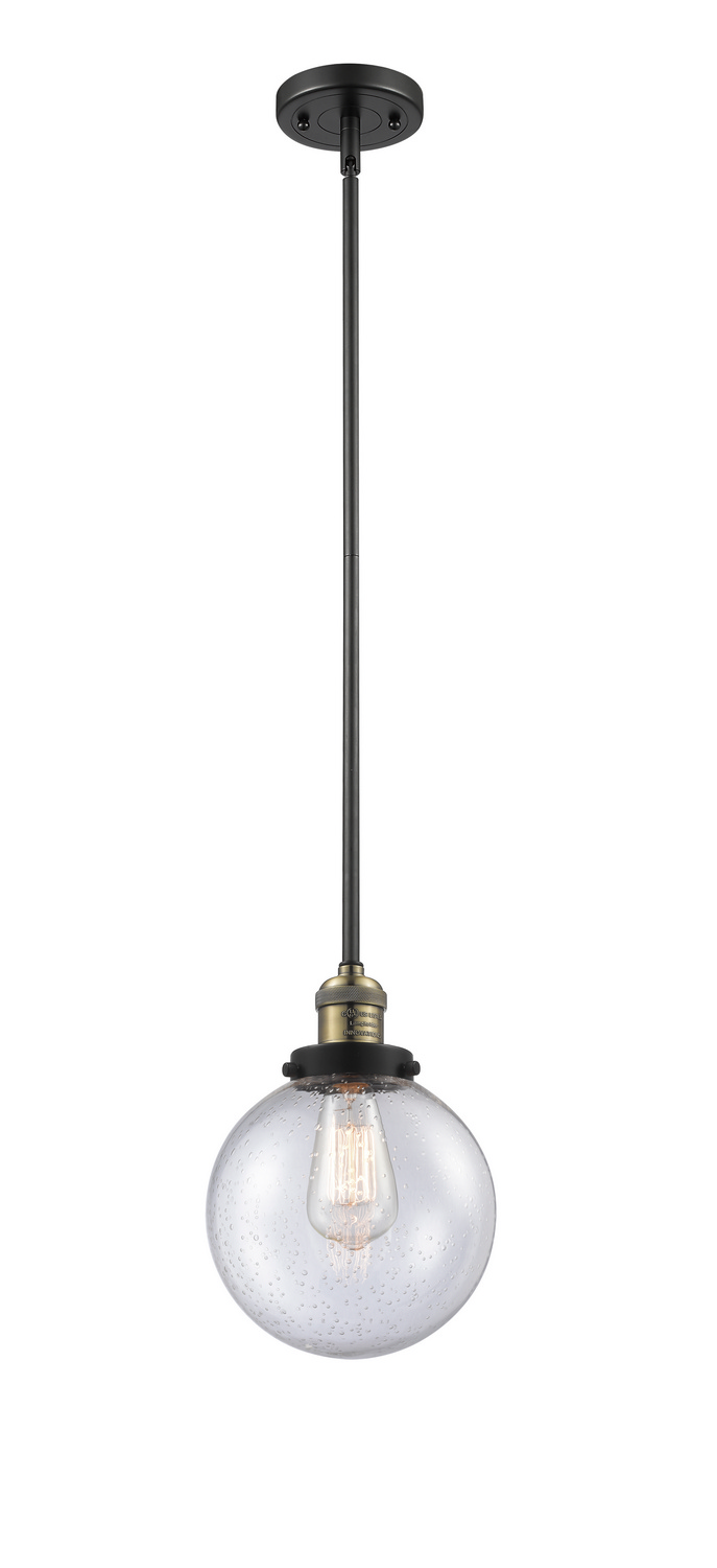 One Light Mini Pendant by Innovations - Franklin Restoration Collection, Black Antique Brass Finish - 201S-BAB-G204-8
