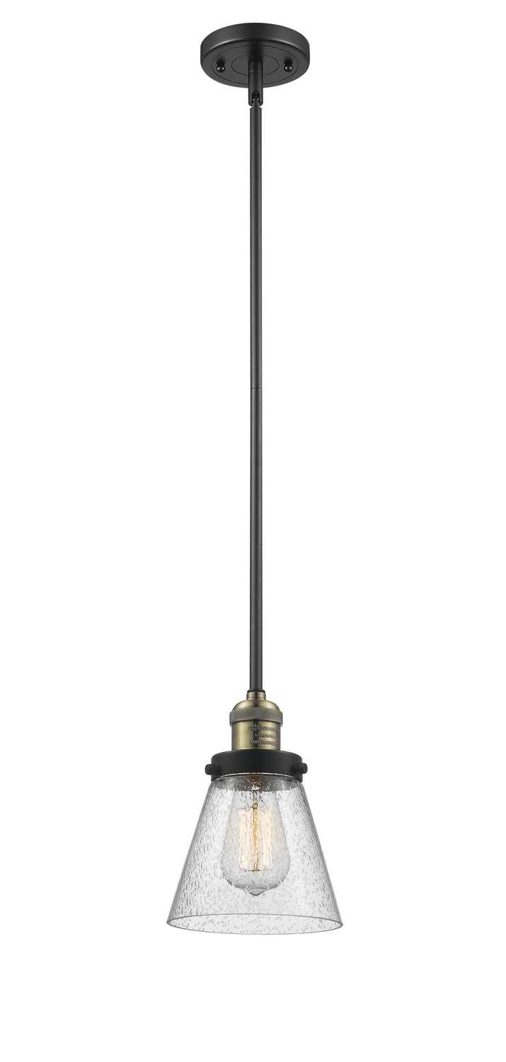 One Light Mini Pendant by Innovations - Franklin Restoration Collection, Black Antique Brass Finish - 201S-BAB-G64