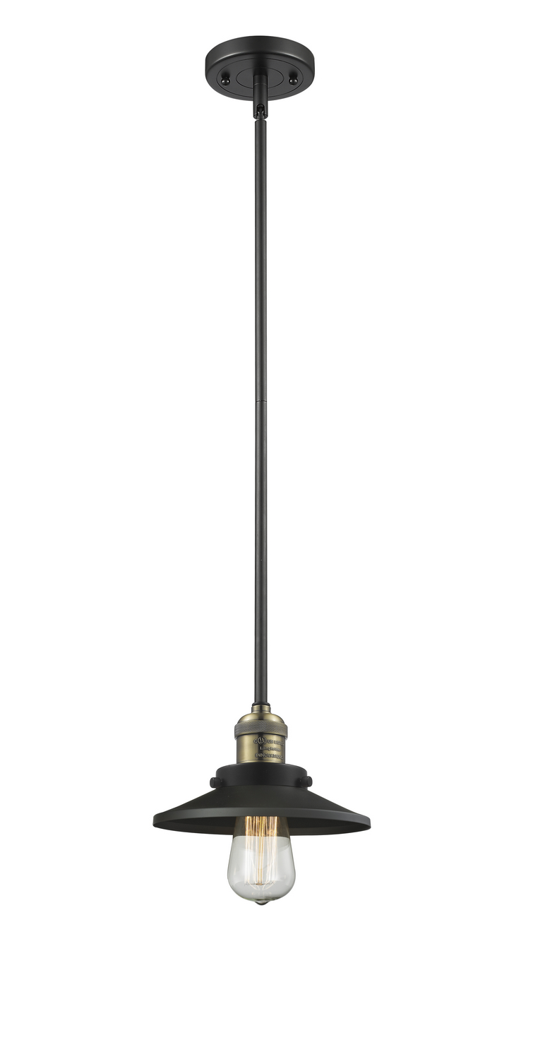 One Light Mini Pendant by Innovations - Franklin Restoration Collection, Black Antique Brass Finish - 201S-BAB-M6