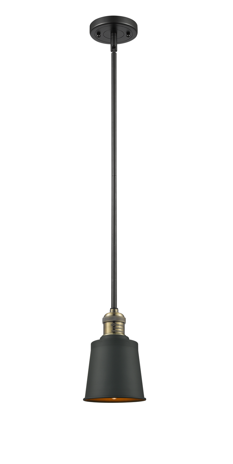 One Light Mini Pendant by Innovations - Franklin Restoration Collection, Black Antique Brass Finish - 201S-BAB-M9-BK
