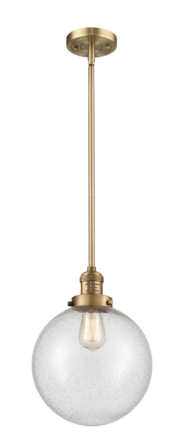 One Light Mini Pendant by Innovations - Franklin Restoration Collection, Brushed Brass Finish - 201S-BB-G204-10