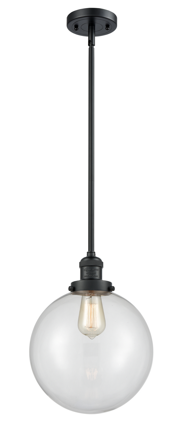 One Light Mini Pendant by Innovations - Franklin Restoration Collection, Matte Black Finish - 201S-BK-G202-10