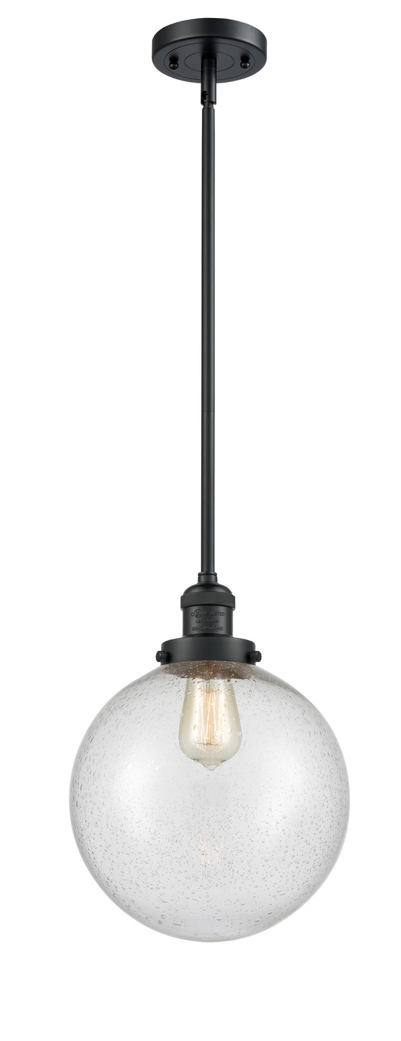 One Light Mini Pendant by Innovations - Franklin Restoration Collection, Matte Black Finish - 201S-BK-G204-10