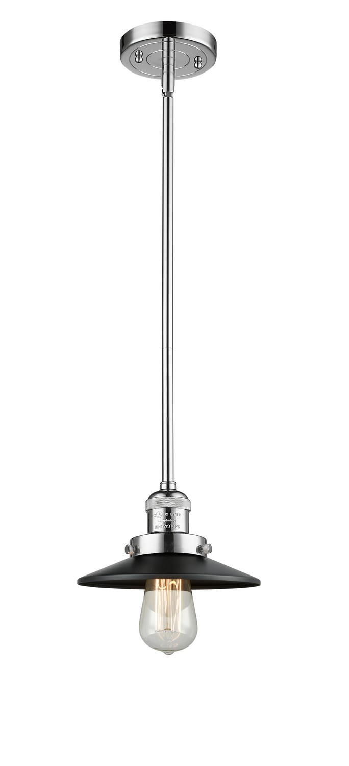 One Light Mini Pendant by Innovations - Franklin Restoration Collection, Polished Chrome Finish - 201S-PC-M6-BK