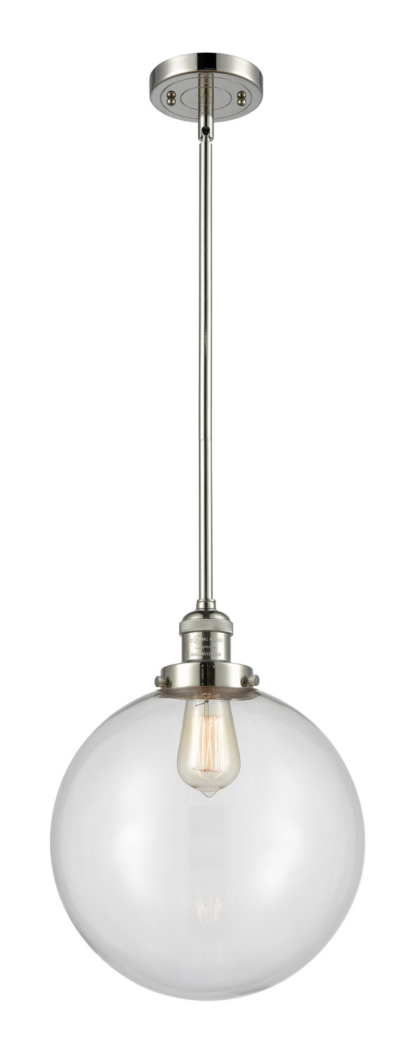 One Light Mini Pendant by Innovations - Franklin Restoration Collection, Polished Nickel Finish - 201S-PN-G202-12