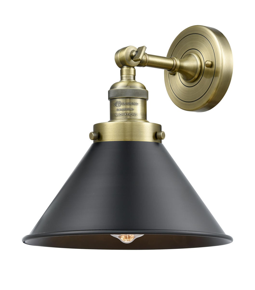 LED Wall Sconce by Innovations - Franklin Restoration Collection, Antique Brass Finish - 203-AB-M10-BK-LED