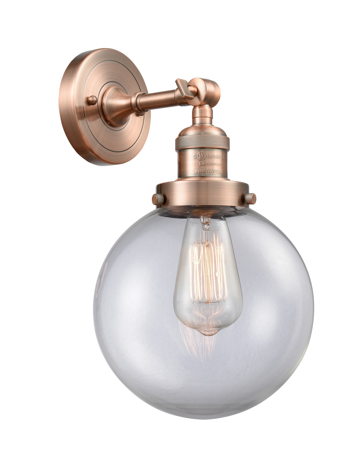 LED Wall Sconce by Innovations - Franklin Restoration Collection, Antique Copper Finish - 203-AC-G202-8-LED