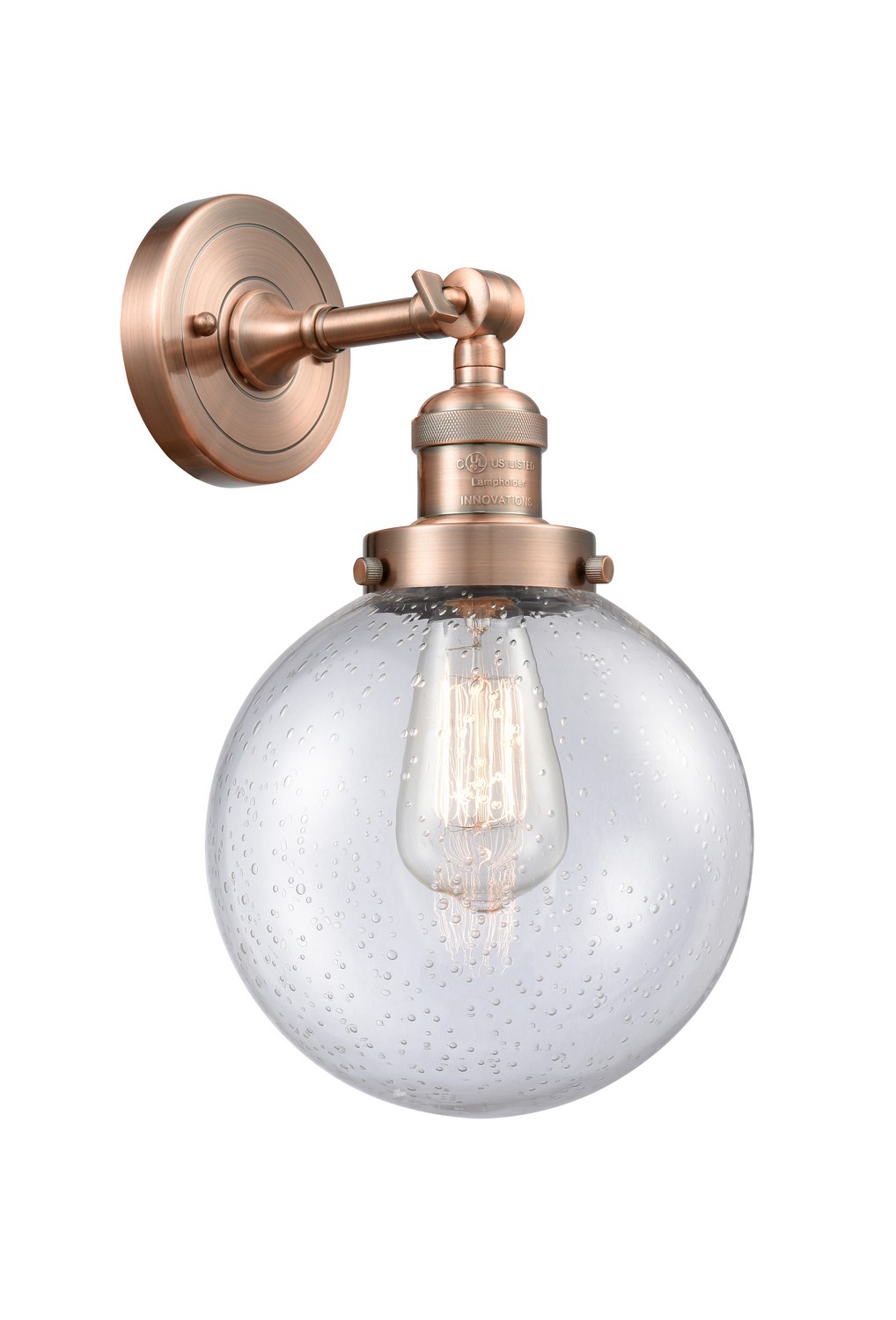 LED Wall Sconce by Innovations - Franklin Restoration Collection, Antique Copper Finish - 203-AC-G204-8-LED