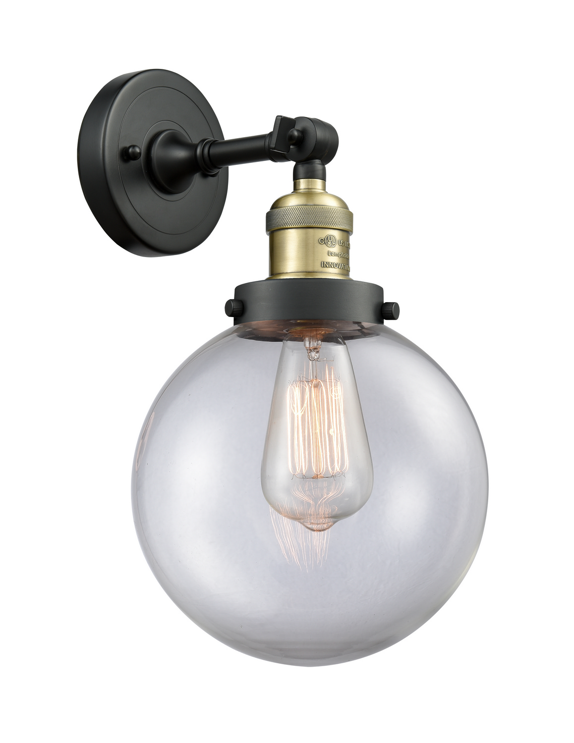 One Light Wall Sconce by Innovations - Franklin Restoration Collection, Black Antique Brass Finish - 203-BAB-G202-8
