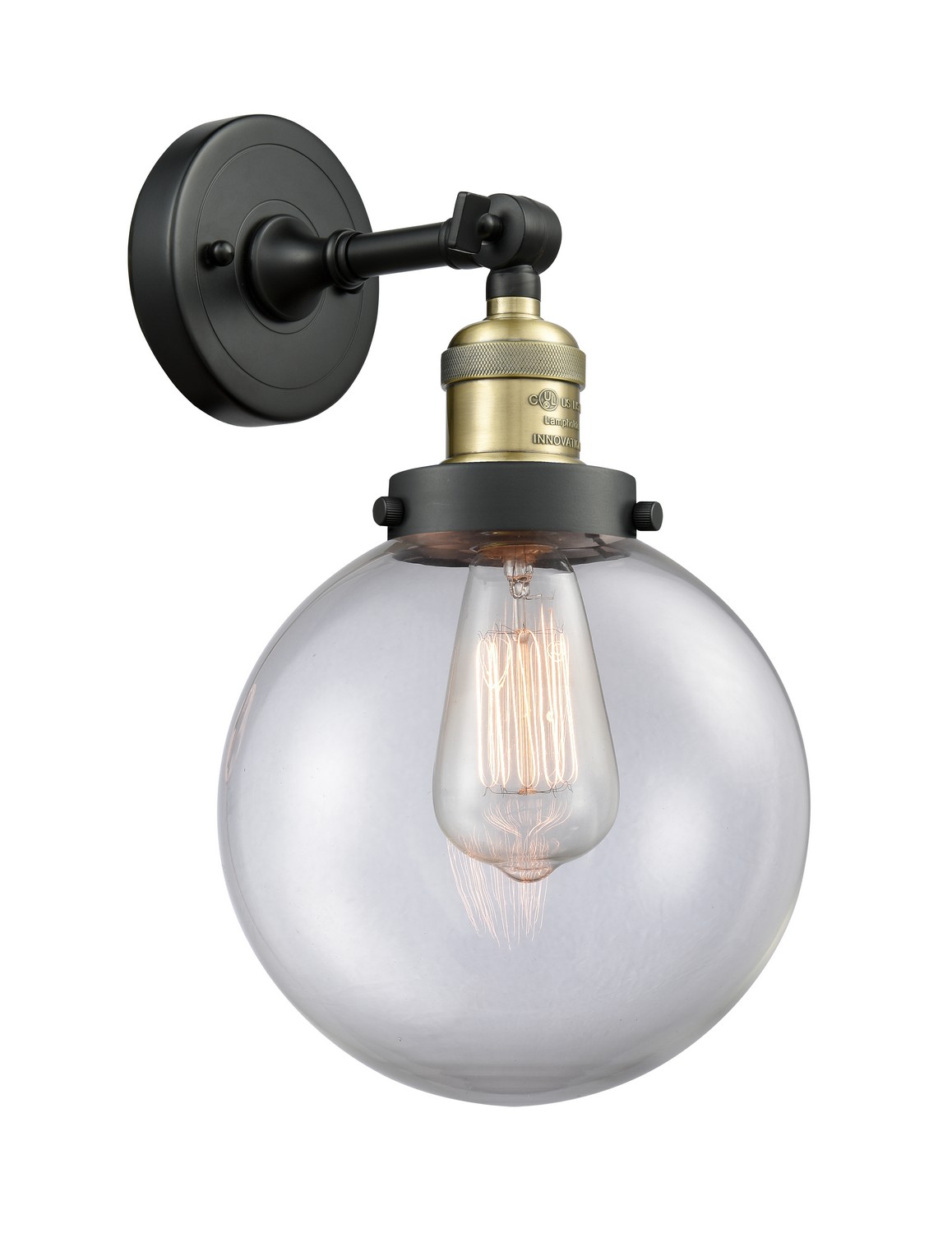 LED Wall Sconce by Innovations - Franklin Restoration Collection, Black Antique Brass Finish - 203-BAB-G202-8-LED