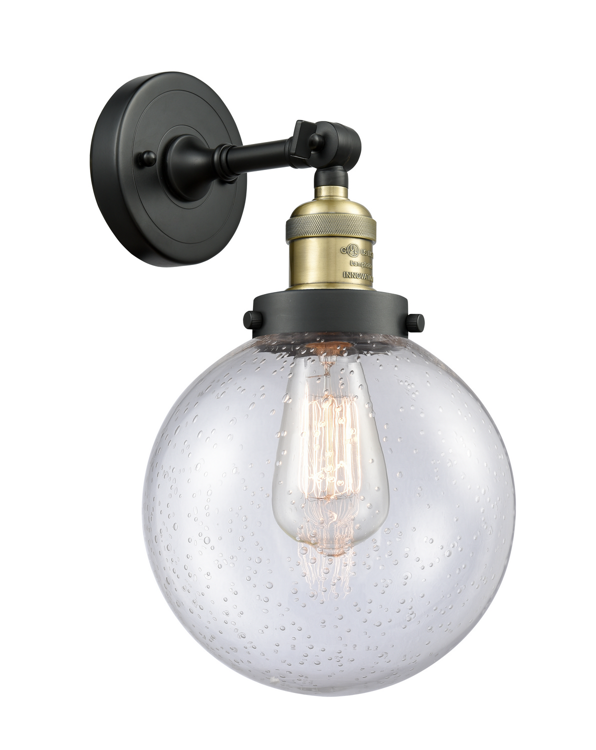 One Light Wall Sconce by Innovations - Franklin Restoration Collection, Black Antique Brass Finish - 203-BAB-G204-8